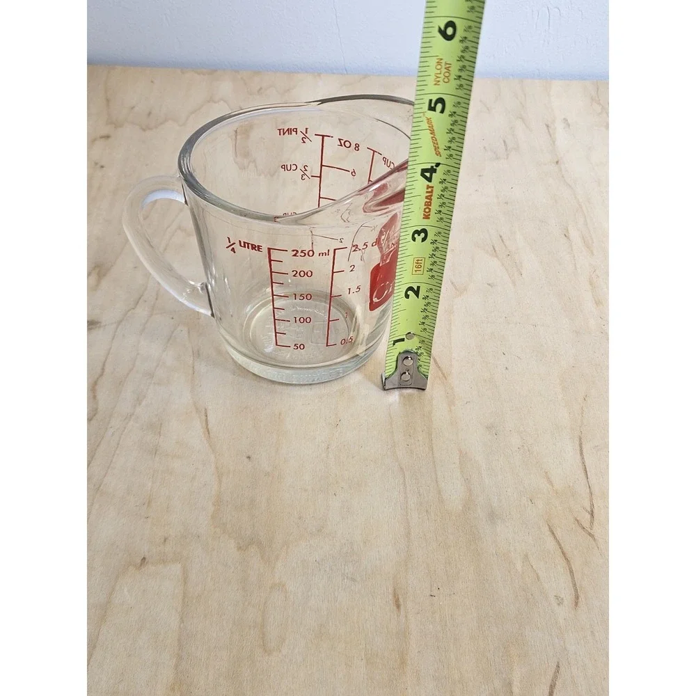 Anchor Hocking Oven Originals 1 Cup 8 Oz Glass Measuring Cup Red Made USA